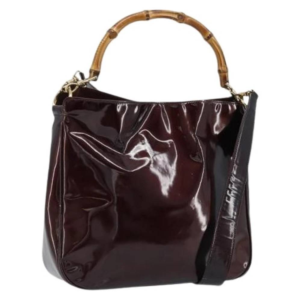 Gucci Vintage Pre-owned Vintage Laklæder Håndtaske - Vintage - Dame - Brun - ONE SIZE - Læder