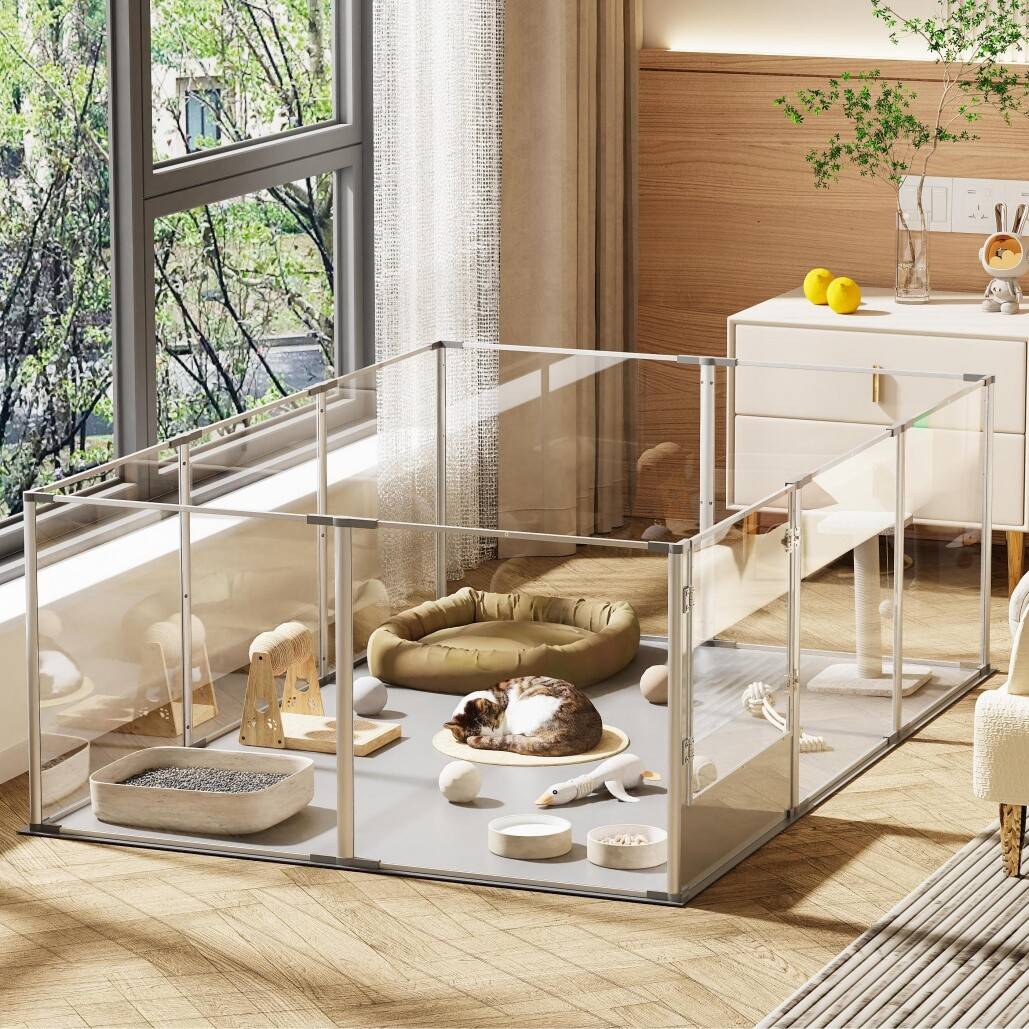 Extra Large 10 Panels Sleek Acrylic Dog Playpen Fence Pet Enclosure Fertility Cage Pet Whelping Box Playground