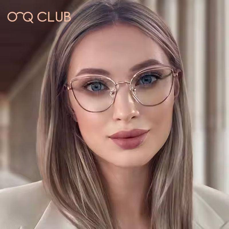 O-Q CLUB Progressiva Linser för Läsning Anti Blått Ljus Glasögon Kattöga Glasögonbåge Dam Solglasögon för Herrar Läsglasögon Lunette cm