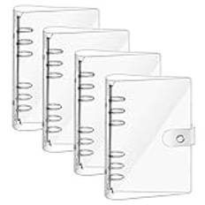 4 stycken ringpärmar A5 påfyllningsbar anteckningsbok ringpärmar transparent ringpärmar PVC omslag 6 ringbindare A5 påfyllningsbar 6 hål anteckningspapper påsar