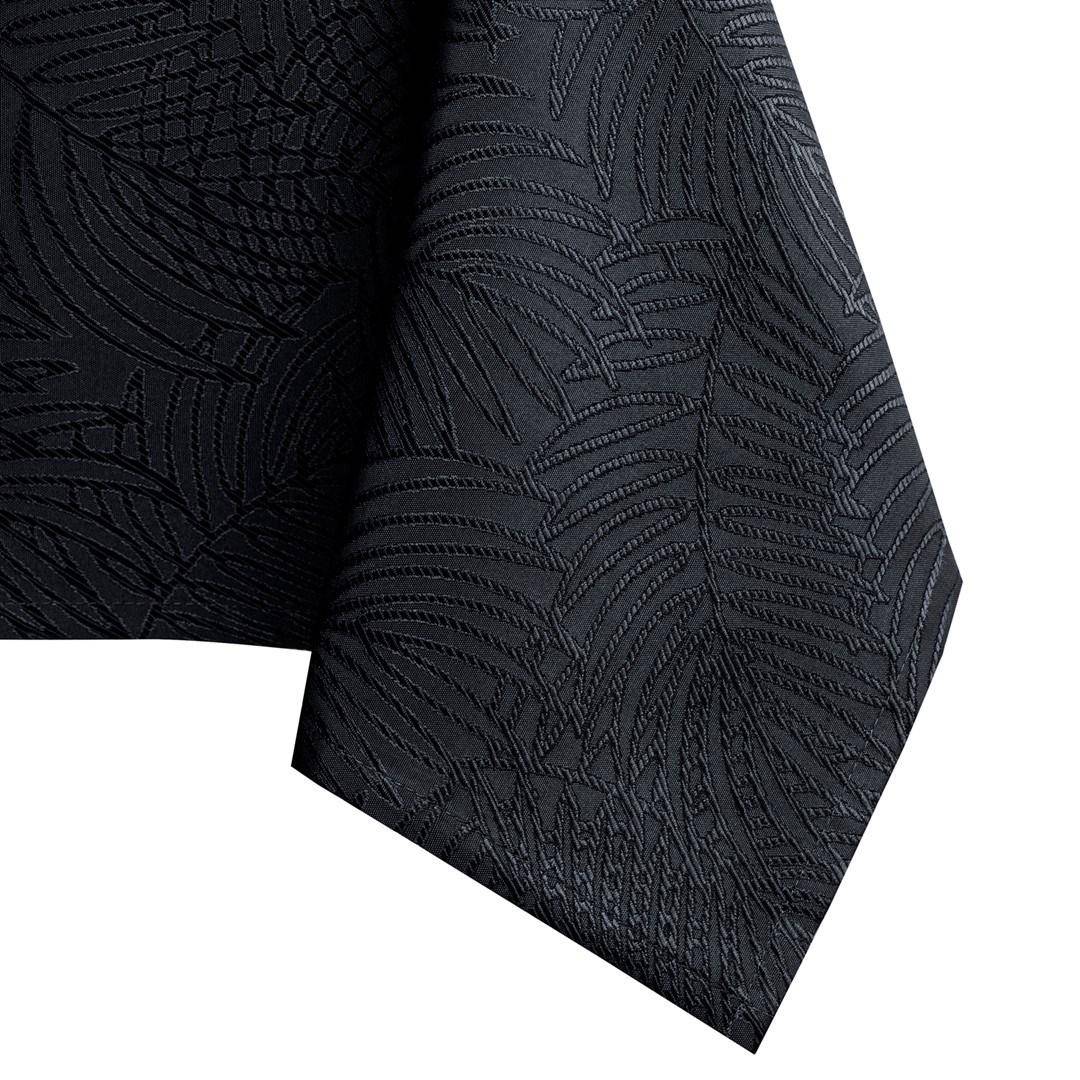 Bordløber Gaia sort med præget plantemønster - 40 x 120 cm
