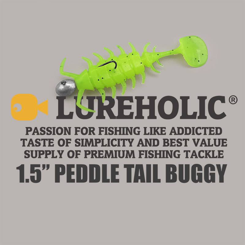 12pcs LUREHOLIC 1.5" 3cm Peddle Tail Buggy Slow Sinking Soft Lure Bait 1g Worm Soft Fishing Lure Shrimp with Bass Carp
