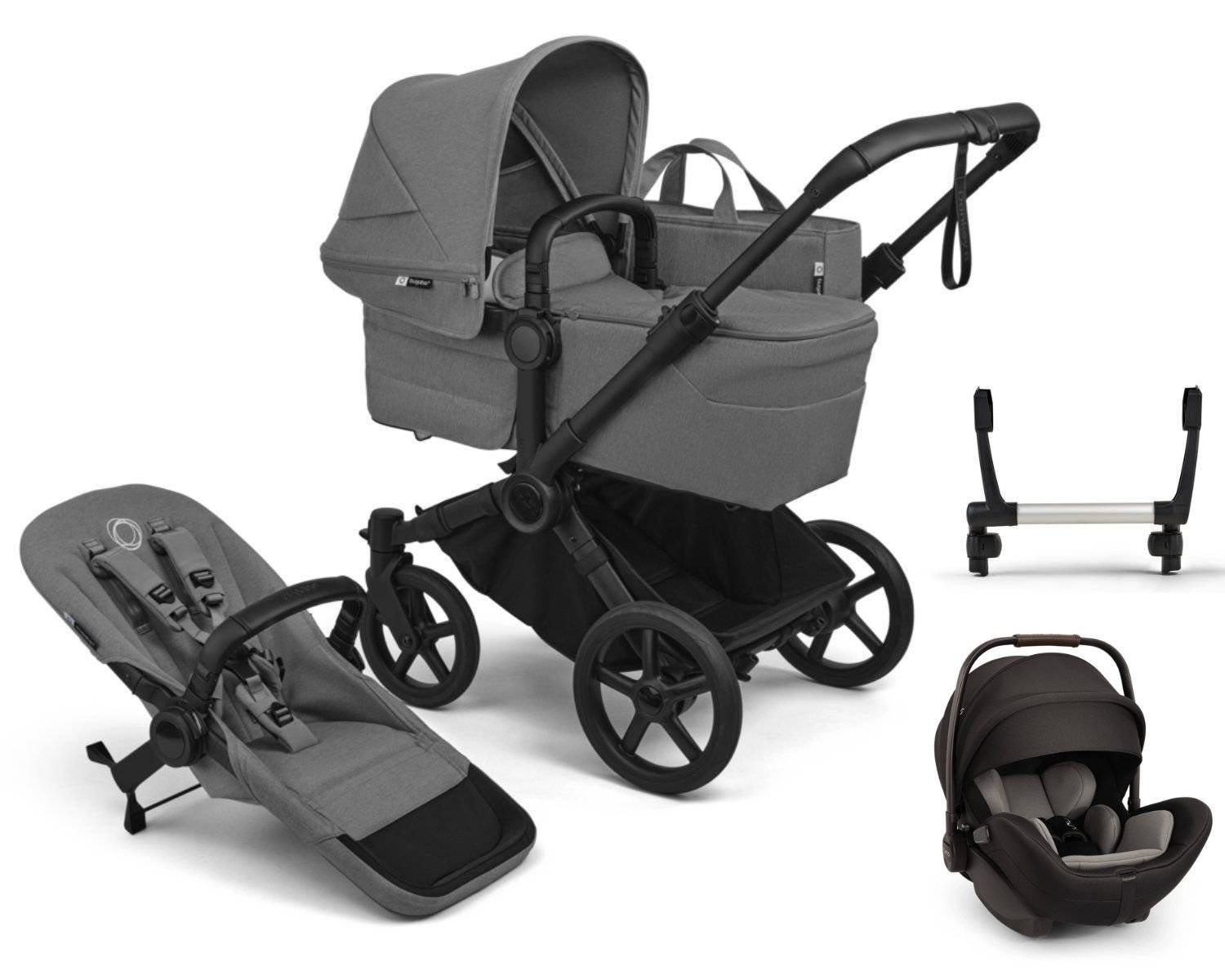 Bugaboo Donkey 6 Mono Stroller Set 3 in 1 incl. Nuna Arra Flex i-Size Car Seat - Black / Moon Grey
