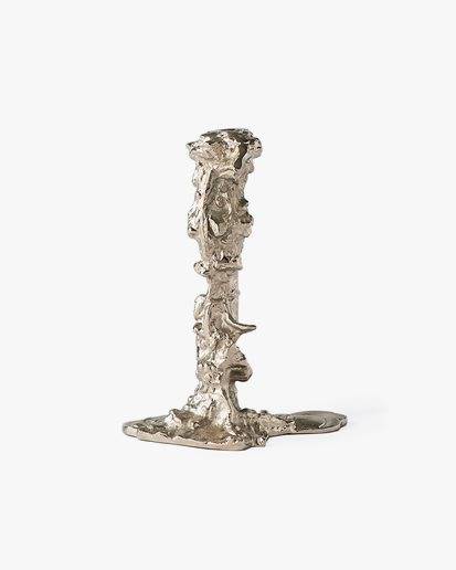 Drip Candle Holder L Silver