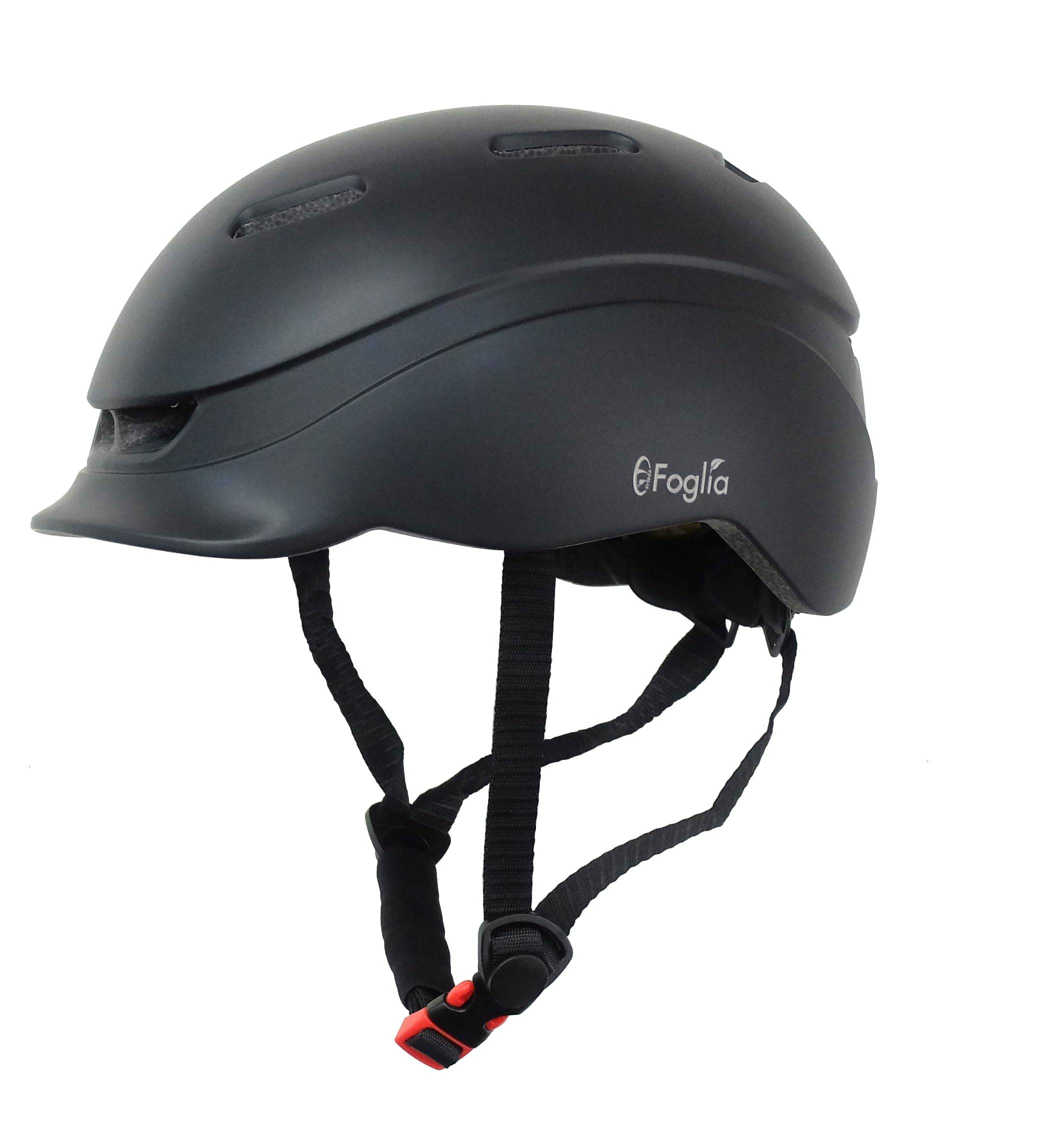 FOGLIA Urban Short Bicycle City CE Compliant with European Standards Helmet, Brim, Helmet, Adults, Riding, Black, Standard, TBG-2-BK svart