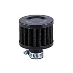 Pexorin Billuftfilter 12mm 25mm Motorcykel kallluftintag Högflödesventilkåpa for vevhus, for MINI, ventilationsfilter Motorcykel luftfilterrenare(12MM BLACK)