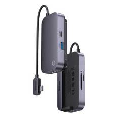6i1 PadJoy HUB USB Port Splitter til Smartphone Tablet USB-C HDMI SD TF Mørkegrå