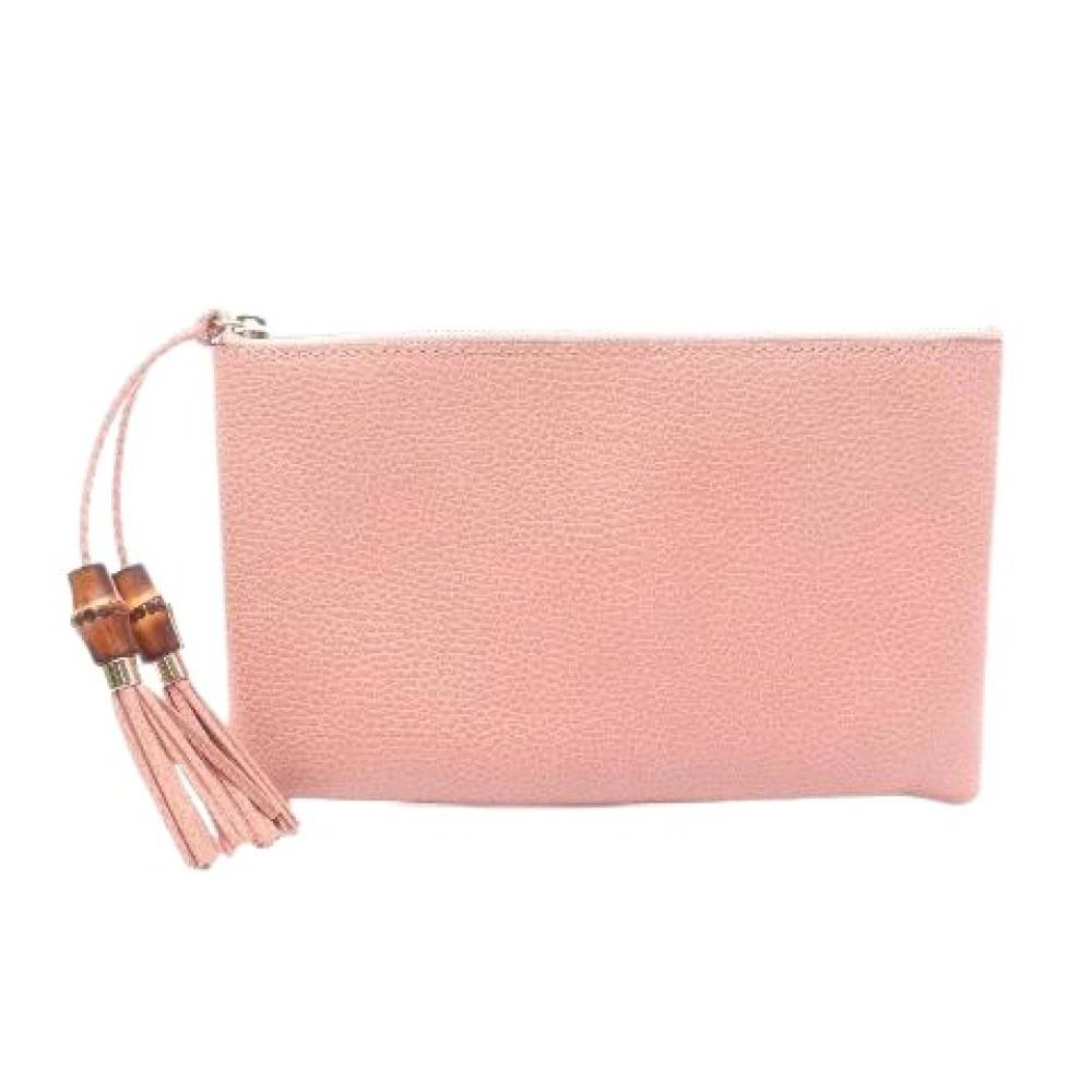 Gucci Vintage Pre-owned Bamboo Læder Clutch Taske 449652 - Vintage - Dame - Lyserød - ONE SIZE - Læder