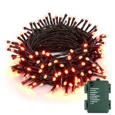 BrizLabs Halloween ljuskedja utomhus, 10 m, 100 LED orange höstdekoration, ljuskedjor vattentäta 8 lägen juldekoration ljuskedjor batteri för skördefest, träd, bröllop, trädgård, balkong, dörrfönster