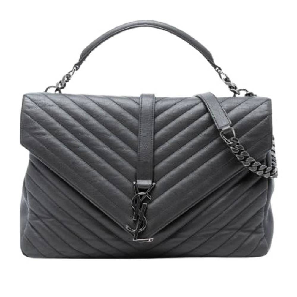 Yves Saint Laurent Vintage Pre-owned College Satchel - Vintage - Dame - Grå - ONE SIZE - Uld