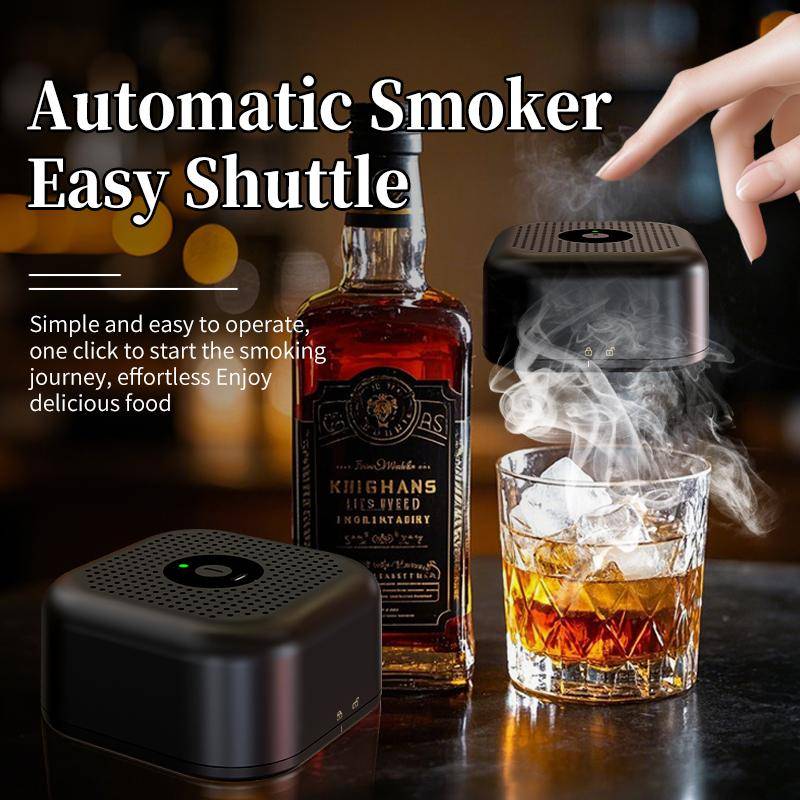 UNTIOR Elektrisk Cocktailrökare Kit 6 Träflis Uppladdningsbar Inbyggd Tändare Ingen Butan Behövs Bourbon Whiskey Gåva för Män Pappa