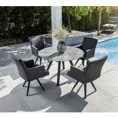 KETTLER HPL Outdoor Esstisch/Ausziehtisch rund Ø120 ausziehbar bis 170cm mit Butterfly