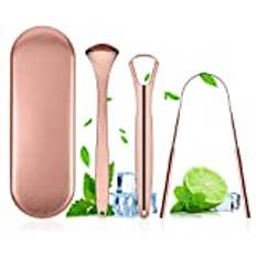 ACWOO Tungskrapa, 3-pack tungrengöringsmedel i rostfritt stål med resväska, tungrengöringsverktyg för oral hygien, frisk andedräkt och minskar dålig andedräkt, återanvändbara tungskrapor för vuxna