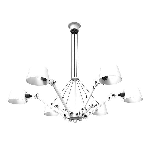 Bolt Pendel Chandelier 6 Arm Pure White.