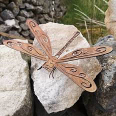 TEMU Art Deco Rustic Metal Dragonfly Garden Statue - Father's Day Outdoor Decor Sculpture, Natural Rust Finish Insect Ornament, Floor Mount Home Decor For Garden, Yard, Patio - Durable, No Battery Needed