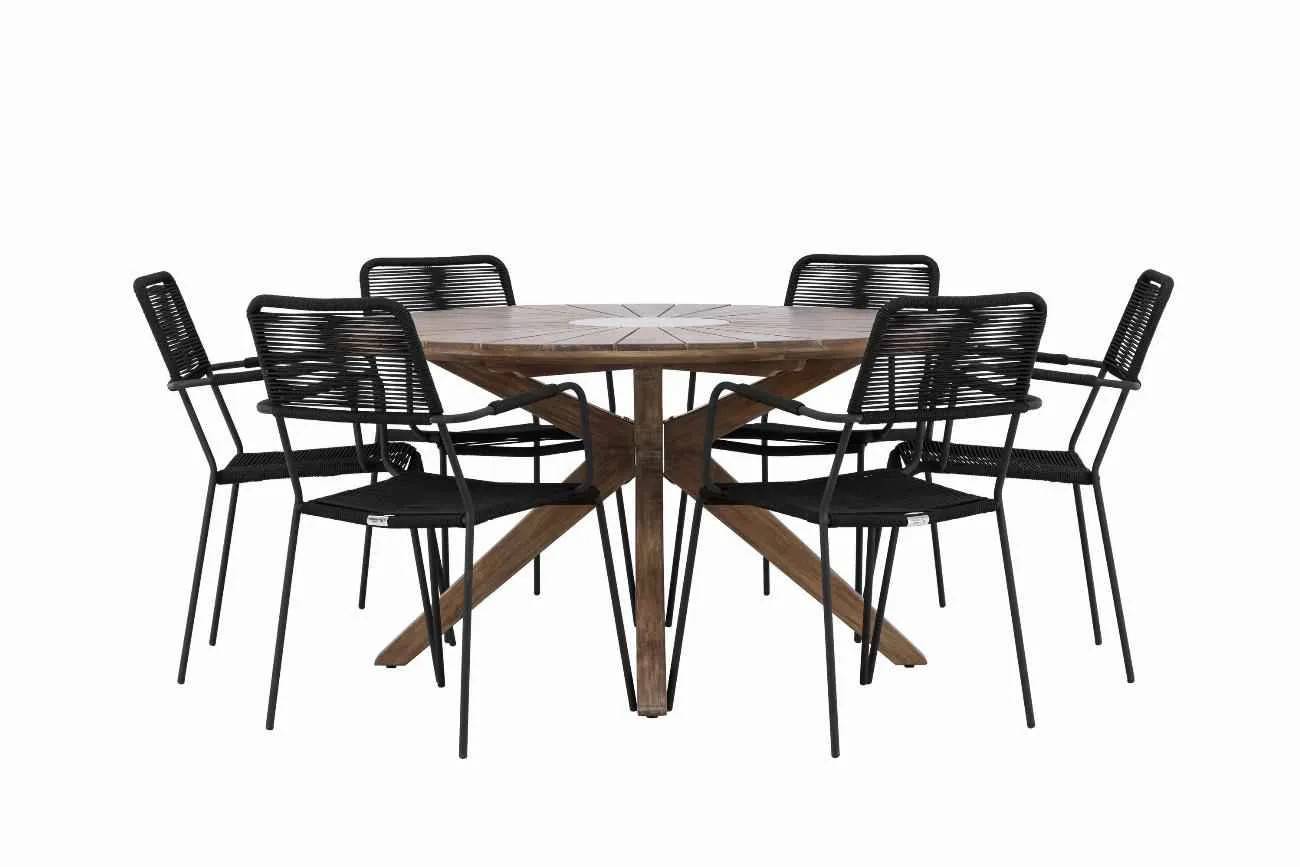 Rosario & Lindos - ø140 cm med 6 stolar - Matgrupper utomhus