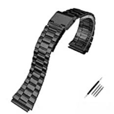 KEIOMI Fint Stålklockband Passar For CASIO A158 / A159 / A168 / A169 / B650 / AQ230 / 700 Klassiskt Litet Fyrkantigt Silverblock 18mm Metallrem titta på armband (Color : Black 3, Size : 18mm)