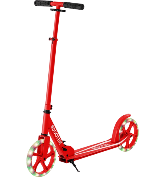 Northix Foldable Scooter With Led Wheels, Adjustable Height, Red Kickbike Red - One Size