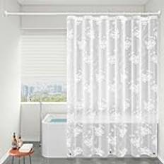 Whoiy duschdraperi 100 x 200 transparent, duschdraperi tyngd Eva badkar gardin blomma transparent duschdraperier med duschdraperiringar