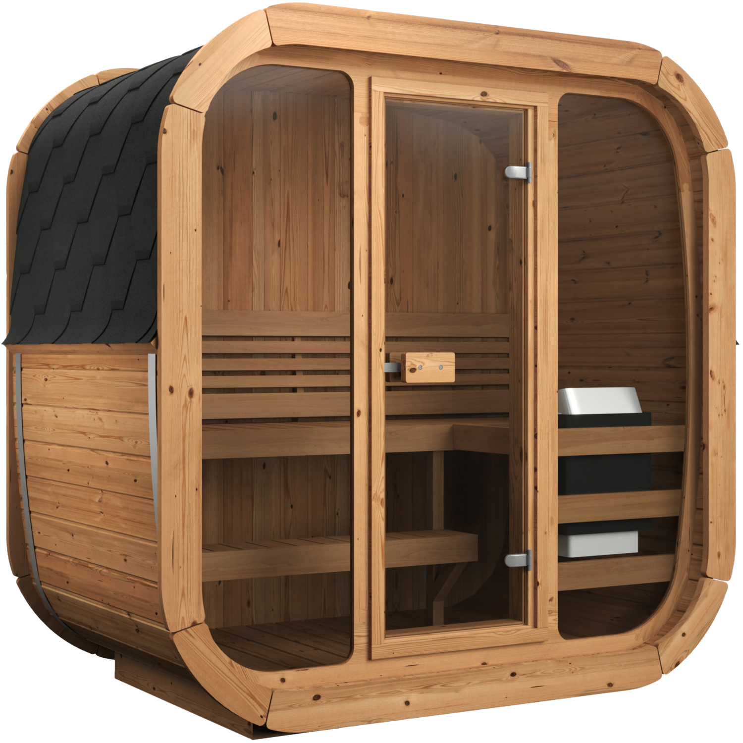 Saunatønde Icon 125 m/glasfront/dør 3 pers. Thermowood (uden ovn)