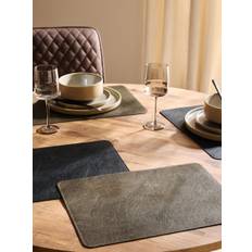 Next Set of 4 Black Reversible Soft Faux Leather Placemats
