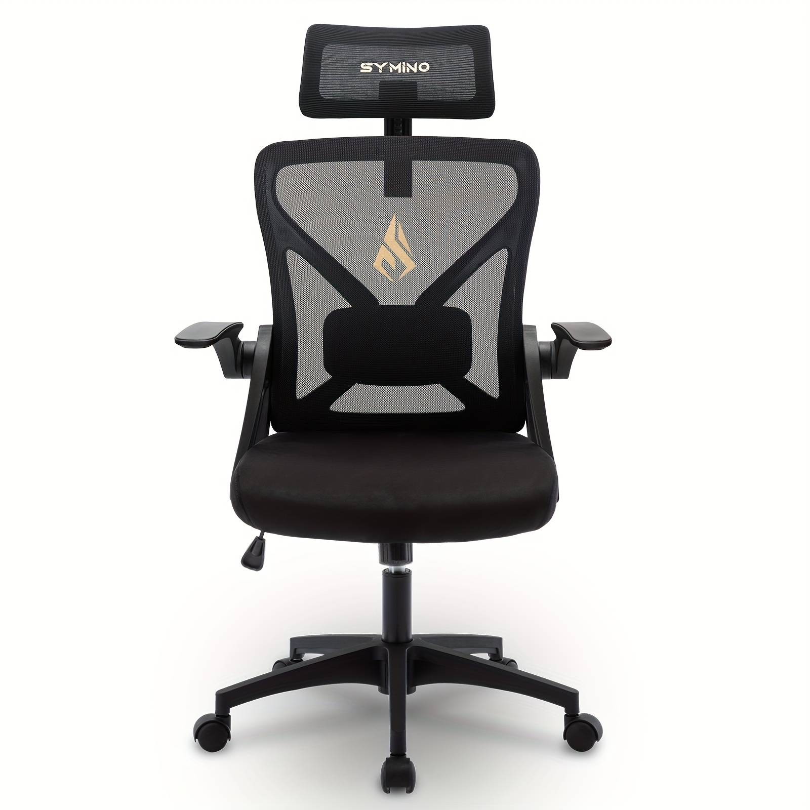 Symino Ergonomic Office Chair With Adjustable Headrest, Armrests, Lumbar Support, And Rotating Rocker Function - Breathable Mesh Design, Supports Up To 150kg, Black