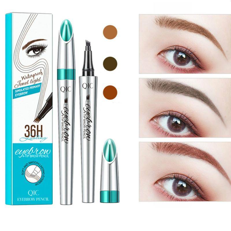 3D Microblading Ögonbrynspenna Vattentät Gaffelspets Ögonbryn Tatuering Penna Långvarig Professionell Fin Skiss Flytande Ögonbrynspenna ljusbrun färg
