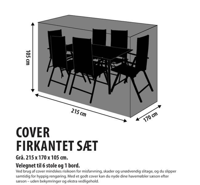 Da'core Overtræk rektangulært 215 cm grå