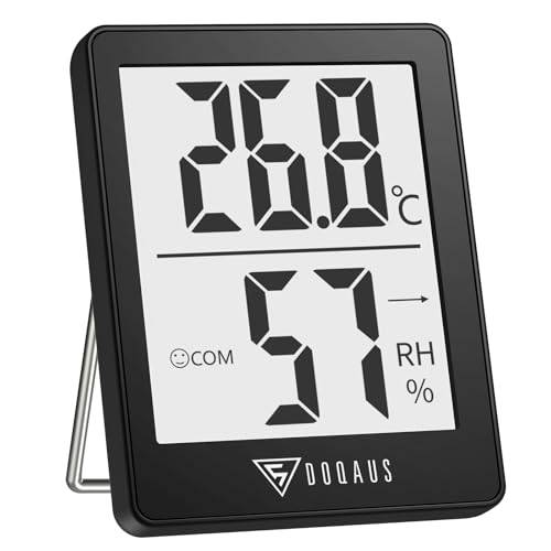 DOQAUS Raumthermometer Innen, Digitales Mini Thermo-Hygrometer Hohe Genauigkeit Temperatur und Luftfeuchtigkeitsmessgerät mit Smiley-Indikator, für Innenraum, Babyraum Luftfeuchtigkeit Messen