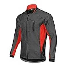 Herr Ridning Cykling Cykling Regnjacka Vinter Fleece Varm Jersey Bike Cycle MTB Regnjacka Vattentät andas termorockar med dragkedja,Red-L