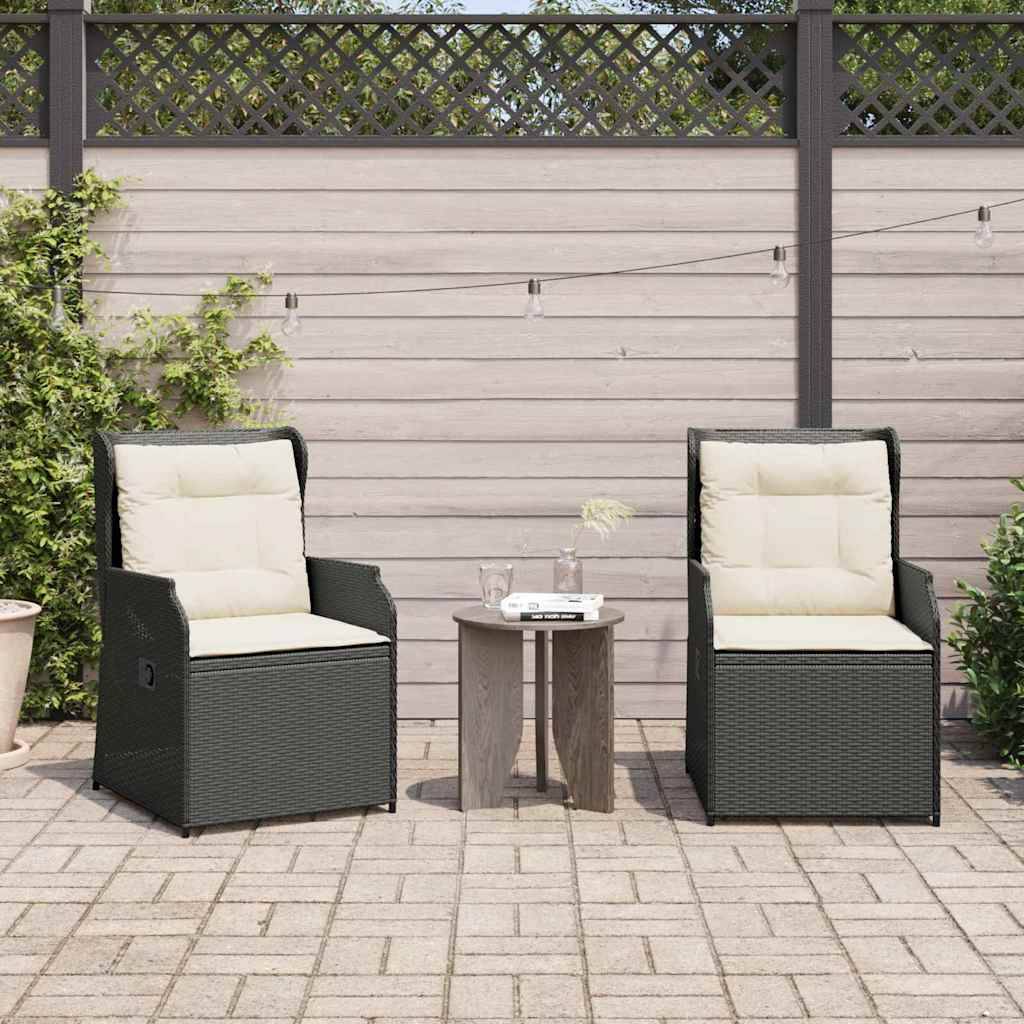 vidaXL Havebænk 2 pcs Sort polyrattan