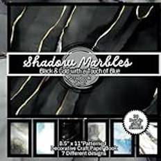 Shadow Marbles: Black & Gold with a Touch of Blue Scrapbook Paper: 6" x 6"Patterned Decorative Craft Paper Book 7 Different designs
