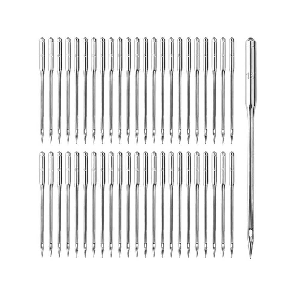 100PCS Sewing Machine Needles Universal Sizes Heavy Duty Sewing Machine Needles for Embroidery Leather Jeans (110/18)