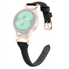 För Samsung Galaxy Watch 3 41 mm / Watch 4 / 5 40 mm 44 mm / Watch4 Classic 42 mm läder klockarmband 20 mm klockarmband med roséguldspänne