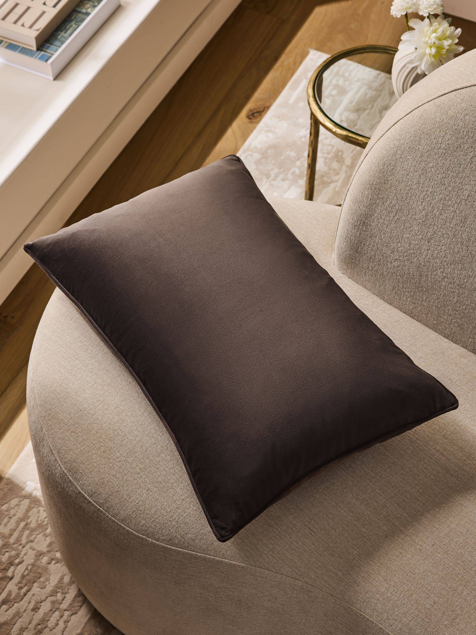Next Chocolate Brown 40 x 59cm Matte Velvet Cushion