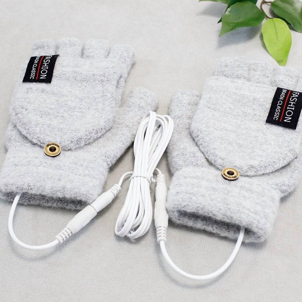 stk. USB-opvarmede handsker, strikning, halvvarmede, fingerløse varmere, vinterhænder, varme handsker