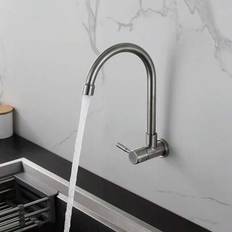 Köksblandare i rostfritt stål, väggmonterad enkel kallvattenblandare, lämplig för enkel installation i hemmakök, tvättmaskin och offentliga handfat - Silver (G1/2")