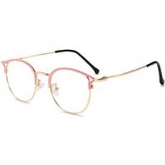 Ahora retro metall anti blått ljus närsynthet glasögon ram kvinnor män optiska glasögon ramar glasögon katt öra glasögon - Rosa guld