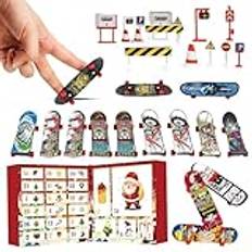 2024 Finger Skateboards Jul Adventskalender | 24 Days Countdown -Skateboard Gripbräda Fidget Toys Set, Julklapp för barn Vuxna