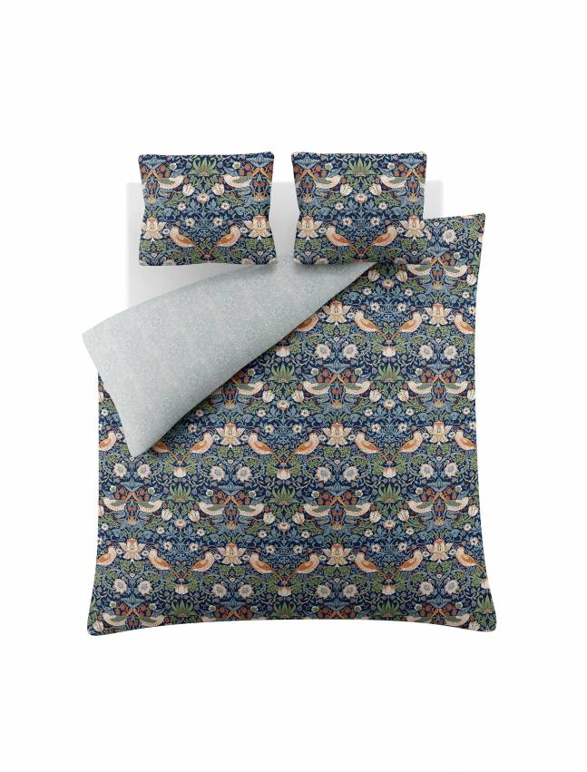 William Morris Påslakanset Strawberry Thief Indigo 150x210 cm