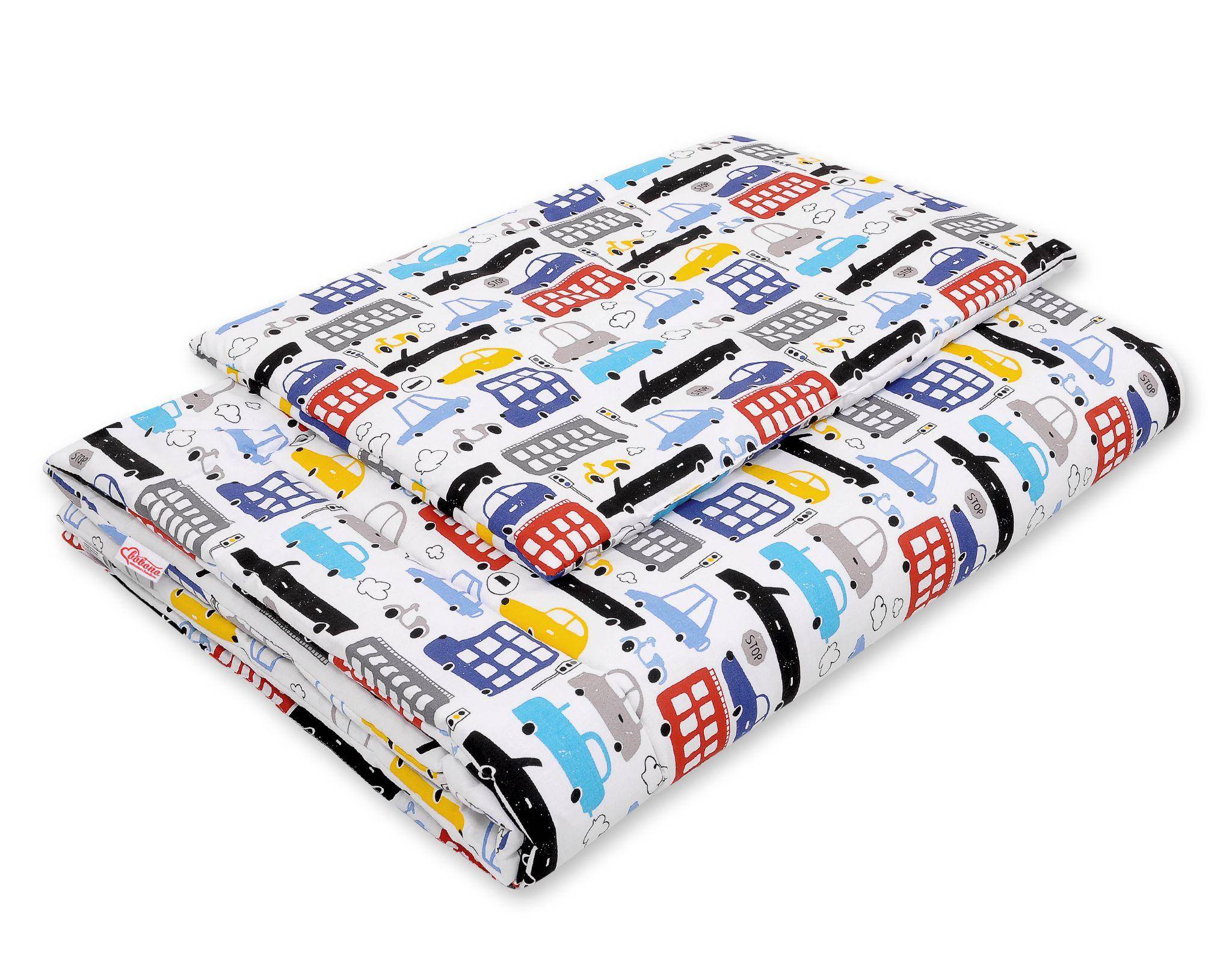 Children's bedding set with filling 120x90cm - colorful cars
