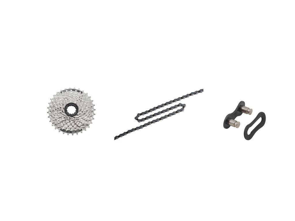 Shimano Acera kassette og kæde - 8 gear kassette 11-34 tands samt HG40 kæde (Bundle).