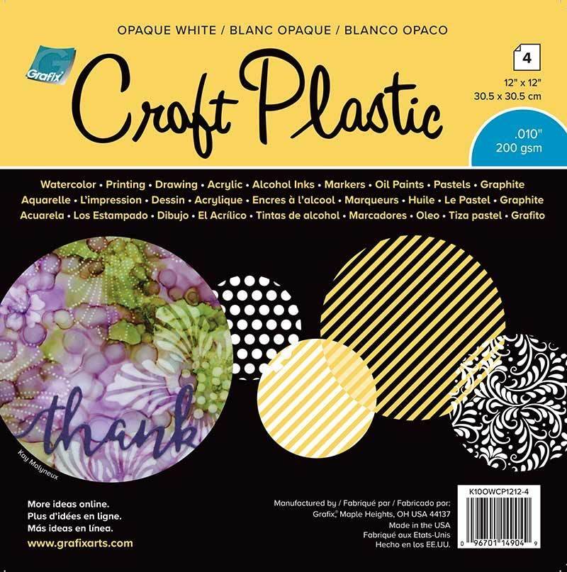Grafix - Craft Plastic Sheets 12X12 25/Pkg - Opaque White .010
