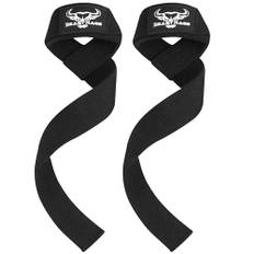 BEAST RAGE tyngdlyftningsremmar handledslindor fitness vadderad bomull handledsstöd gel avancerade grepp hantel stång wraps tunga gym kroppsbyggande remmar kraft dödlyftstång (original svart)