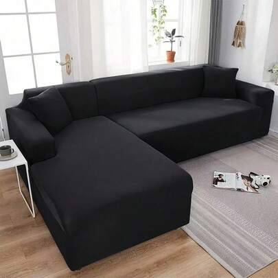 1 st enfärgat latex stretchsofföverdrag, modernt året runt-överdrag i ett stycke, husdjursvänligt maskintvättbart soffskydd, husdjursvänlig heminredni - Svart (Singel Set,2 Sits,3 Sits,4 Sits)