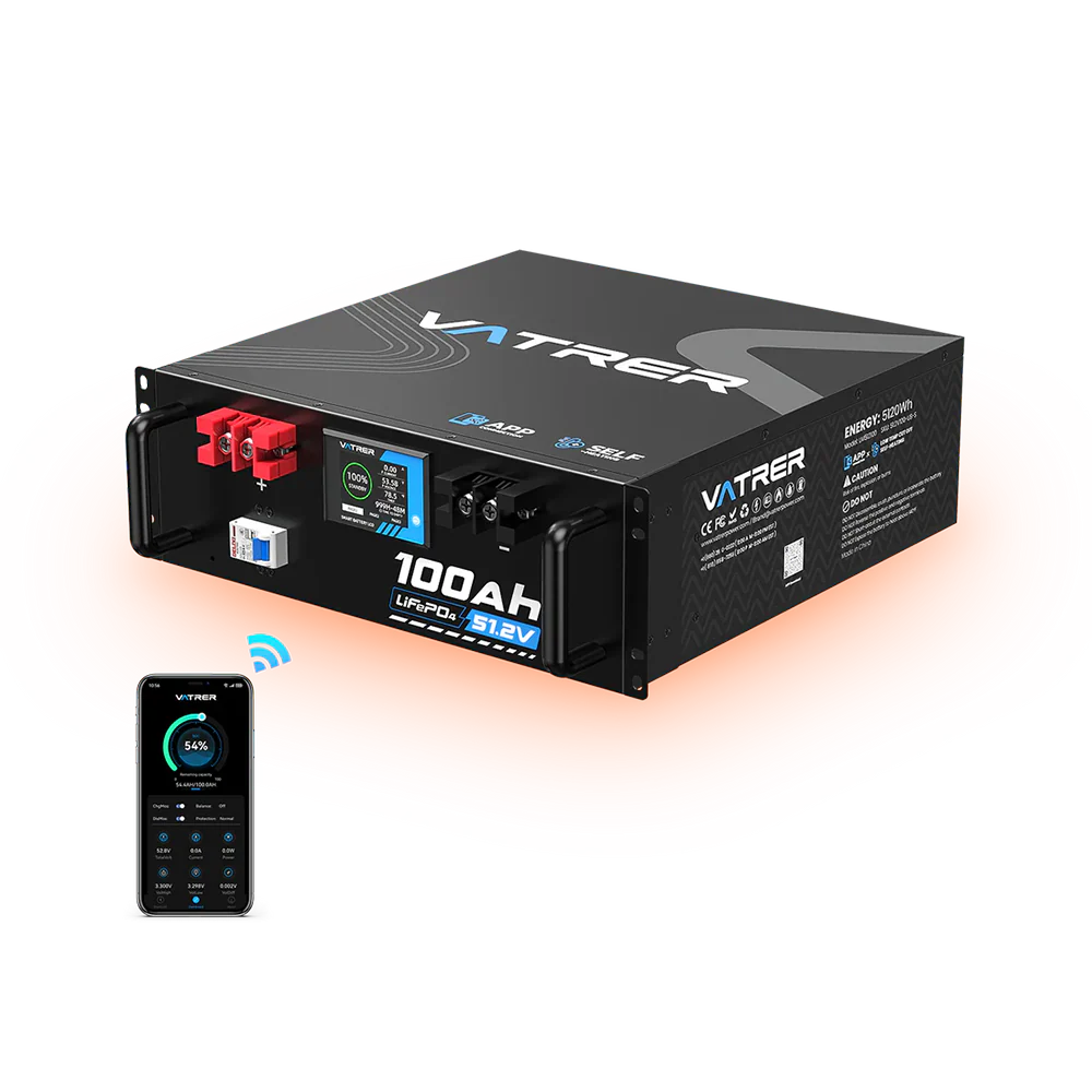 Vatrer 48V(51.2V) 100Ah 自己発熱型リチウム太陽電池 最大負荷電力 5120W JP - 10 PACK