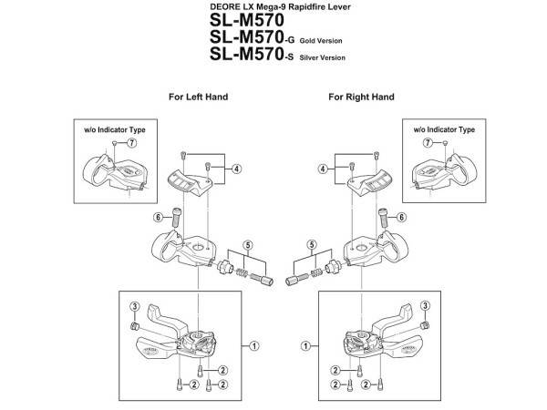 Shimano indikator unit højre 9 gear til SL-M570