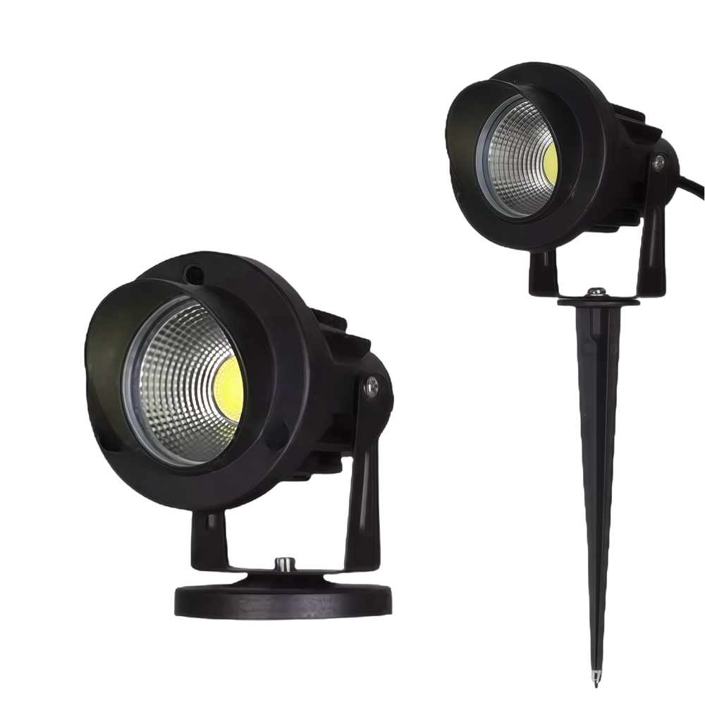 12-24V LED havelampe - 6W, sort, spyd, 450 lm, IP65 - Farve på hus : Sort, Kulør : Varm