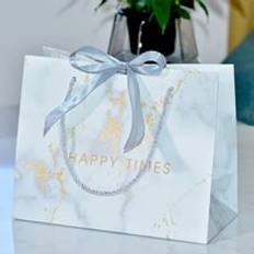 White marble golden luxury shopping bag with lovely handmade ribbon paper bag for Cosmetic packaging bags