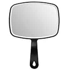 LATRAT 1 st svart dubbelsidig handspegel, svart professionell frisörspegel, spegel för upphängning, kvadratisk, för handhållen, hem och resor, X